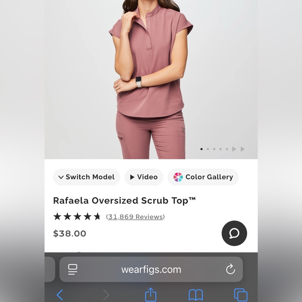 Figs Rafaela oversized scrub top and Zamora joggers set in mauve